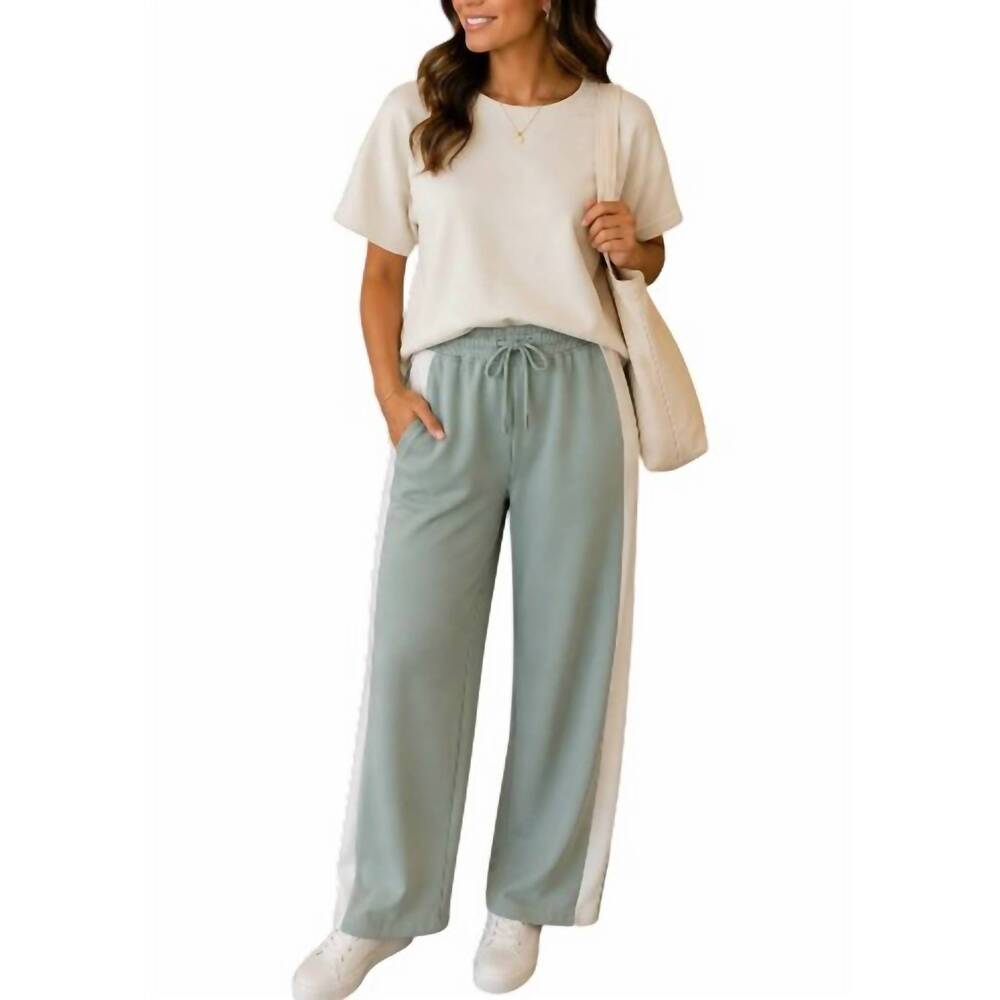 NEW YELETE relaxed fit two-toned wide leg pants in dried sage